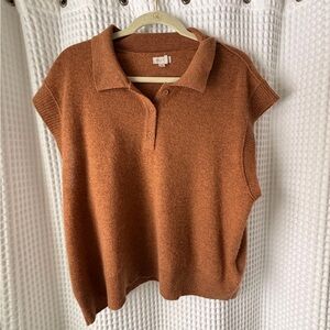 Anthropologie Copper Sleeveless Knit Blouse